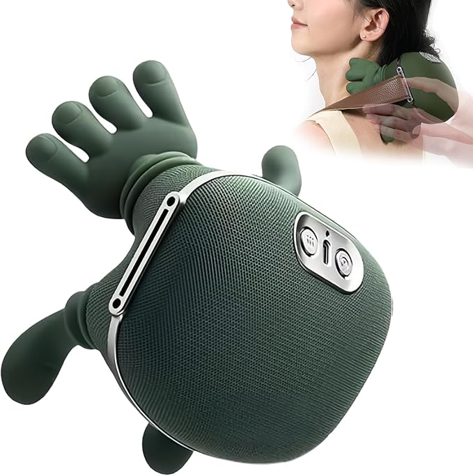 Bionic Hand Heated Neck Massager, Portable Shiatsu Shoulder and Back Massager, 3-Speed Adjustable Rechargeable Massage Master Relief Pain and Muscle Relax for Home, Office and Travel