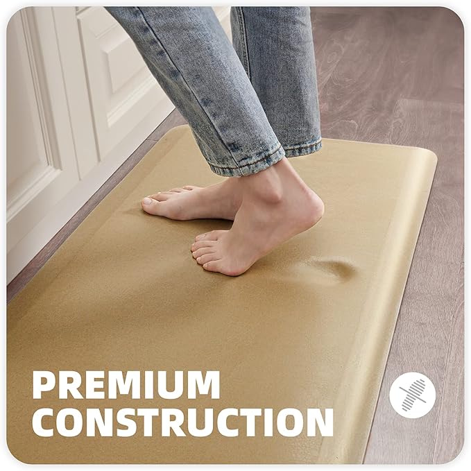 Color&Geometry Anti Fatigue Floor Comfort Mat 3/4 Inch Thick 20"x32" Perfect for Standing Desks, Kitchen Sink, Stove, Dishwasher, Countertop, Office or Garage, Brownish Yellow