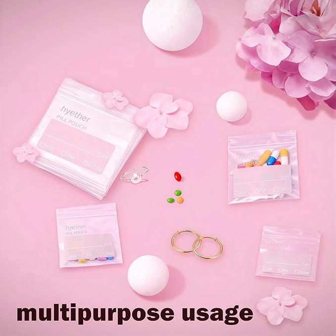 Pill Bags for Travel Pill Pouches 3 x 2.75 inch Pack of 130 Travel Pill Organizer for Medicine with Write on Label Clear Ziplock Seal Waterproof BPA Free