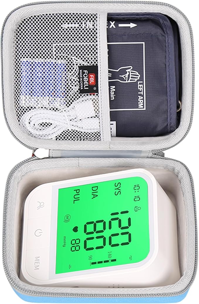 FBLFOBELI Carrying Case Compatible with Femometer/Invaxe/Alcedo/ALPHAGOMED Automatic Blood Pressure Monitor for Upper arm Adjustable BP Cuff, Hard Protective Storage Bag (Case Only)
