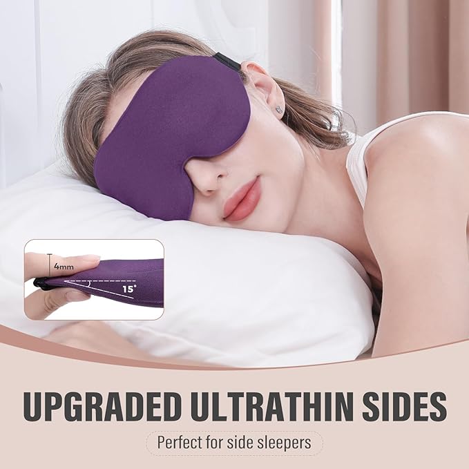 Sleep Mask (Purple & Blue) for Men Women, Complete Light Blocking 3D Eye Mask for Sleeping Night Blindfold, Relaxing Zero Pressure Eye Cover