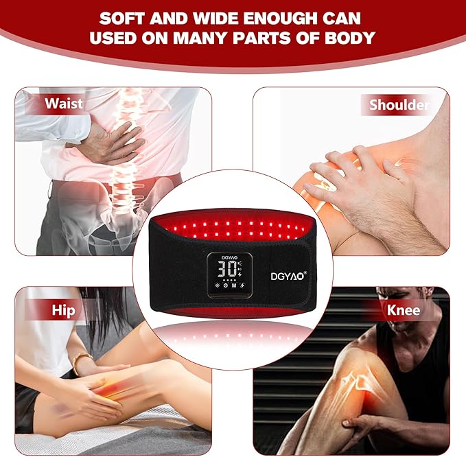 Cordless Red Light Therapy Belt for Back Pain Relief Infrared Light Therapy Portable Wrap for Waist Body Lower Back Shoulder Thigh