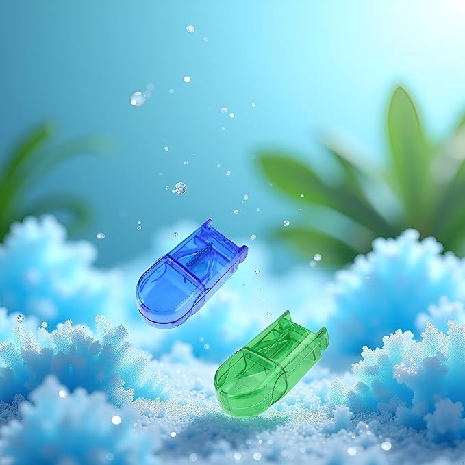 2pcs Green and Blue Cuts Pills for Small and Tiny Pills Tablet Splitter with Guard Pill Cutter and Crusher Cuts Pills for Cutting Small Pills or Medicine Organizer Medication Aids