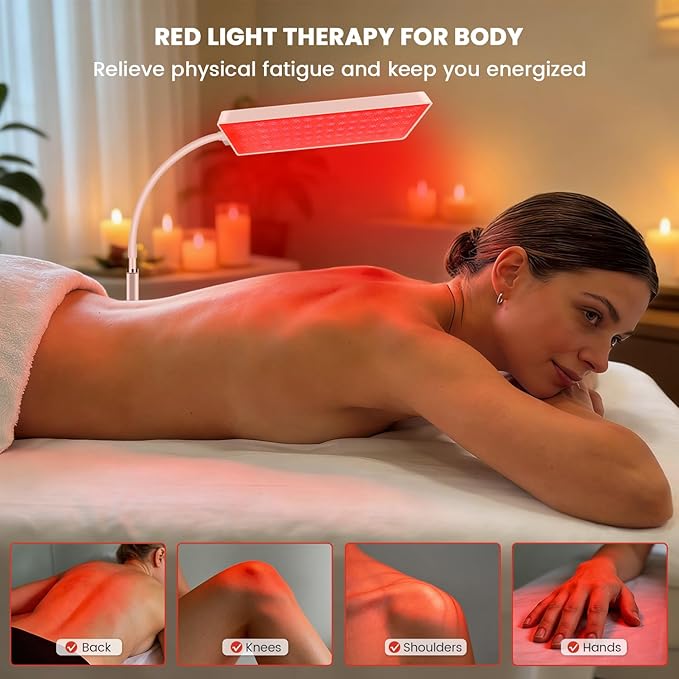 Red Light Therapy for Body and Face Use, 3 in 1 Chip with 660nm Red Light and 850nm Near Infrared Light, LED Red Light Therapy Lamp with 61 inch Adjustable Stand, Timer and Dimmer