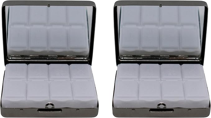 Set of 2 Metal-Plated Weekly (7-Day) Pill Box Case & Portable Medicine Organizer (Gunmetal Victorian)