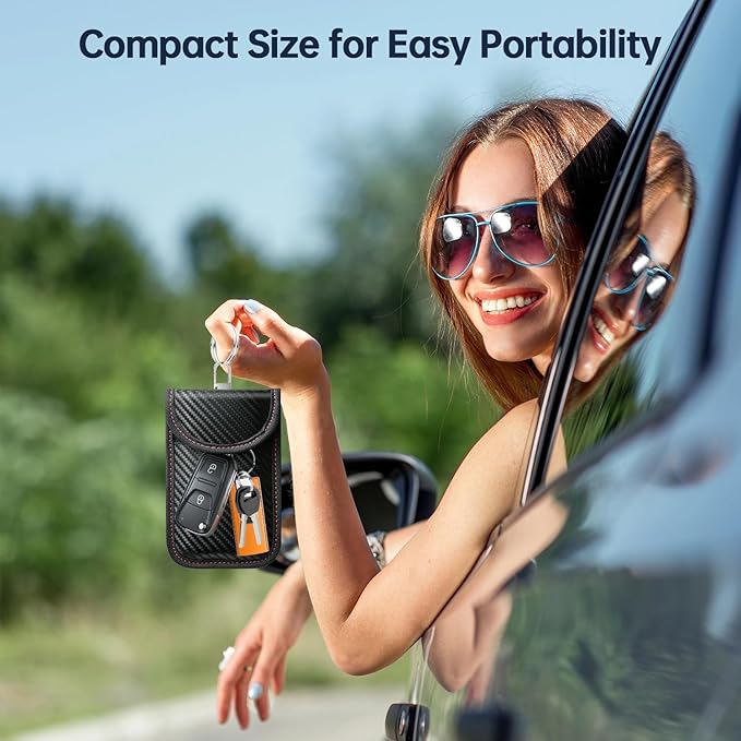 Faraday Bags, Pack of 2 faraday bags for car keys with 4 Pack Key Rings for Car Security, M, Red