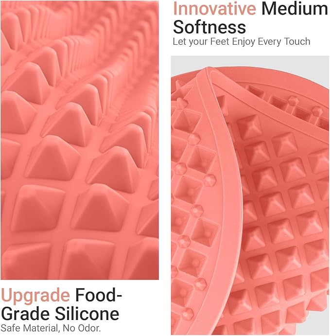 Silicone Foot Massage Mat, Extra-Large Reflexology Mat for Feet Relaxation, Portable Foot Acupressure Mat with Dual-Side Usage, Foldable Standing Desk Mat for Pain, Fatigue Relief(Pink-XL)
