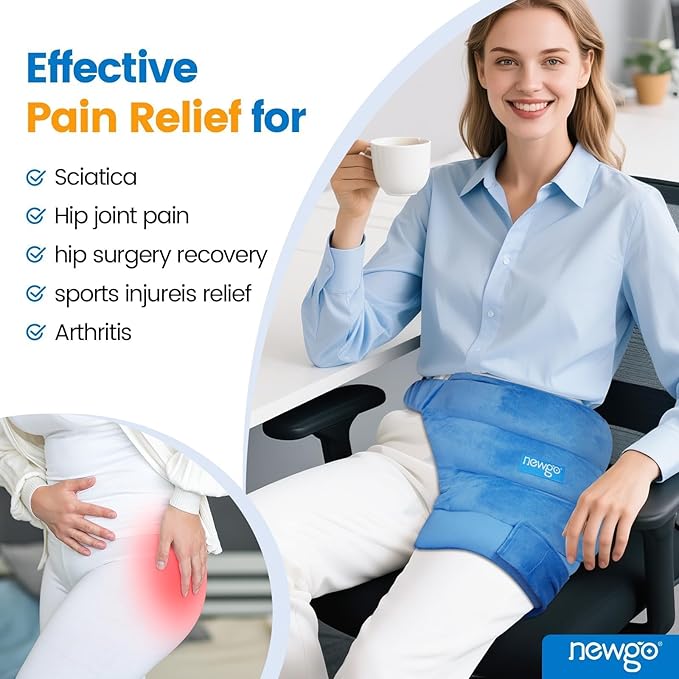 NEWGO Microwavable Heating Pad for Hip/Sciatica Pain Relief, Adjustable Moist Heating Pad Microwave Heated Pack for Hip, Stomach and Back, Unscented