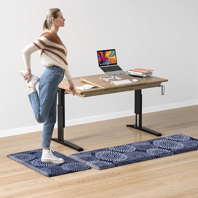 LuxStep Kitchen Mat Cushioned Rugs Anti-Fatigue Mats for Kitchen Floor,Waterproof Non-Slip Mats and Rugs Set for Office,Floor,Laundry 17.3"×30"+17.3"×59",Blue