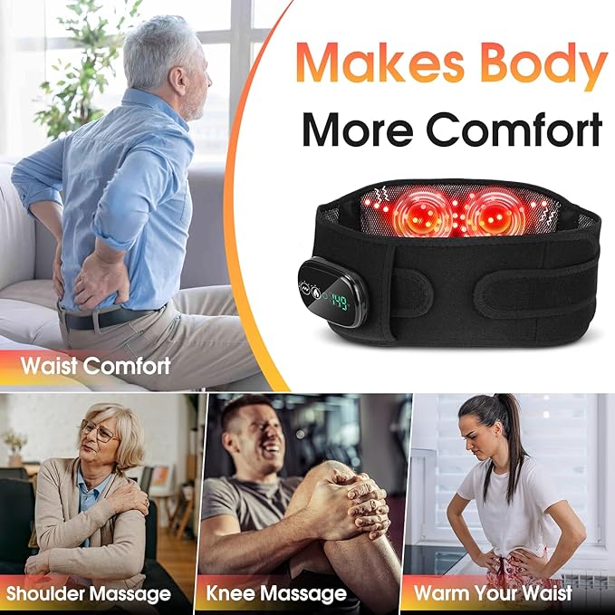 Electric Heating Pad for Back, FSA Eligible HSA, XL Cordless Heated Back Belt Wrap with 3 Heating and 3 Vibration Modes, 5000mAh Battery Operated Lower Back Massager, Heated Pad for Back
