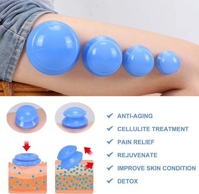Silicone Cupping Therapy Set, Professional Studio and Home Cupping Set Massage Therapy Cups, Chinese Massage Cups for Cellulite Reduction Cupping Kit,Muscle and Joint Pain Myofascial Cupping Massager