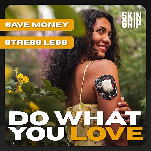 Skin Grip CGM Patches for Insulet Omnipod (10-Pack), Waterproof & Sweatproof for 10-14 Days, Pre-Cut Adhesive Tape, Continuous Glucose Monitor Protection(Floral)