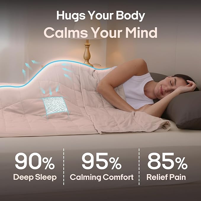 ZonLi Weighted Blanket for Adults(80"x87", 25lbs,Light Pink) King Size High Breathability Cooling Heavy Blanket, Soft Material with Premium Glass Beads,All-Season.