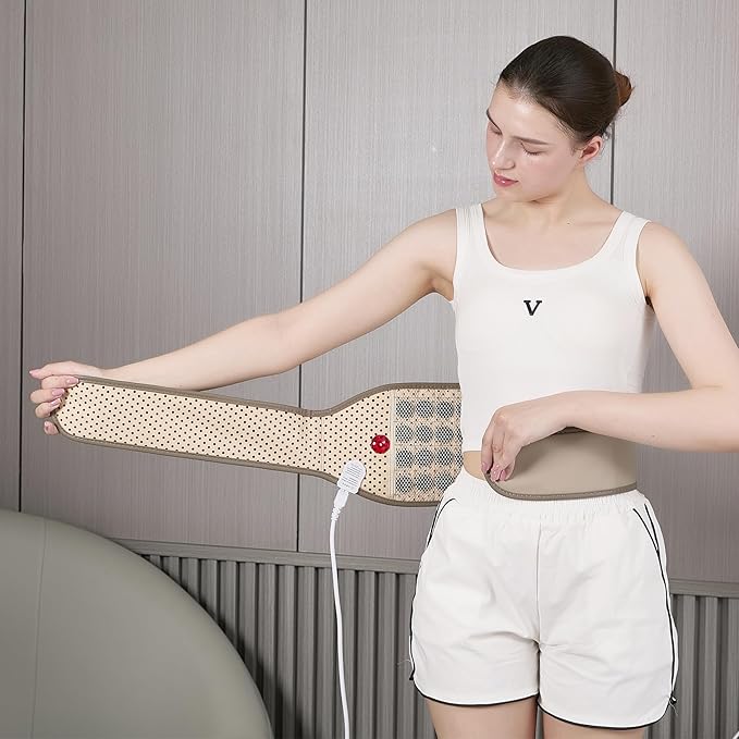 Natural Jades Heat Massage Ab Toning Belt Stomach Cellulite Removal Fat Burning FIR Heating Pad for Back Pain Relief Lower Back Massager Electric Belt Abdomen Belly Waist, Gifts for Men, Women