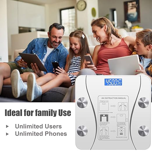 Smart Scale for Body Weight, Digital Bathroom Weighing Scale with Smart Sync App, BMI, Body Fat, Muscle Mass, Accurate Bluetooth Home User Health Equipment (White)