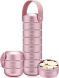Zannaki Metal Weekly Pill Organizer, Large Travel Pill Box 7 Day, Waterproof Daily Pill Case with Silicone Handle, Aluminum Alloy Portable Pill Holder Container for Vitamin, Medicine, Supplement,Pills
