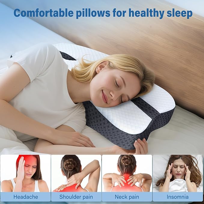 SAHEYER Anti-Snoring Pillow for Side Sleepers, Stop Snore Aid with Memory Foam, Orthopedic Pillow for Sleeper, Snoring Solution and Remedy, Anti-Snore Devices, Black