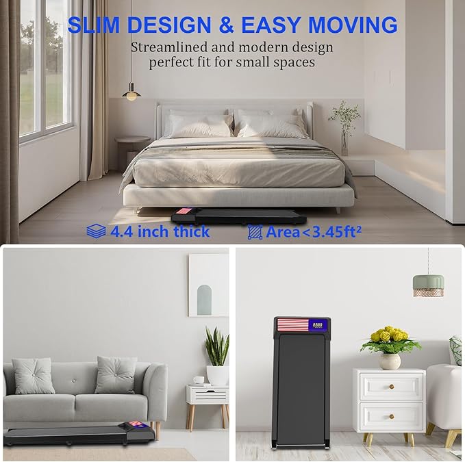 Under Desk Treadmill,Walking Pad with 5% Incline，Treadmills for Home & Office, 2.5HP Portable Treadmill with Remote Control and LED Display