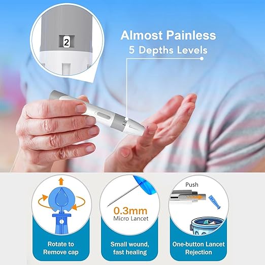 Glucose Monitor Kit, Diabetes Testing Kit, Blood Glucose Meter, 100 Glucometer Strips, 100 Lancets, Test Strips Blood Sugar Meter Glucometer