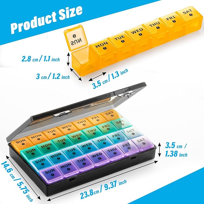 XL Large Monthly Pill Organizer 4 Weeks, 28 Day Pill Organizer Weekly, Big Compartment with Travel Case, 7 Day Pill Dispenser 4 Times a Day, Medicine Organizer Box for Vitamin, Fish Oil （Black）