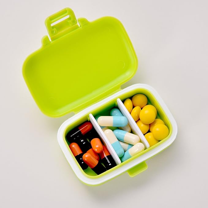 JOVITEC 4 Pack Small Pill Cases Plastic Waterproof 3 Removable Compartments Pill Organizer Box Holder Medicine for Daily and Travel Use