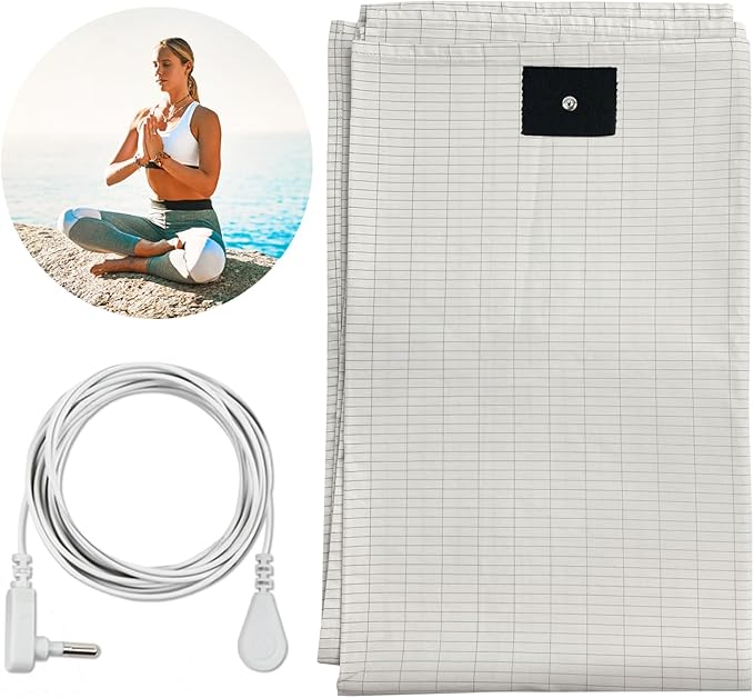 Grounding Sheets for Queen Size(76 x 80 Inch) Bed,10% Silver Fiber Grounded Flat Sheet for Sleeping,Earth Mattress Kit with Cord