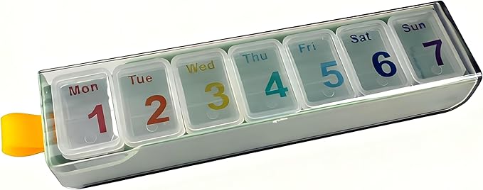 Daily Pills Organizer, Pill Box 7 Day, Weekly Pill Organizer Once A Day Vitamin Organizer, para Guardar Vitaminas, Fish Oils, Medicamentos, Suplementos, Etc (Greener)