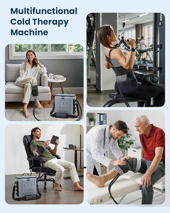 Cold Therapy Machine with Timer, Portable Ice Machine for Knee After Surgery, Knee Replacement Recovery System with Compression Pad for Shoulder, Hip and Ankle-Gary
