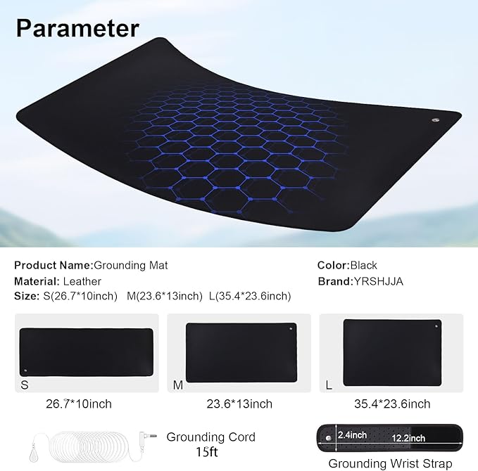 Grounding Mat Conductive Grounding Pad, Universal Grounding Mat for Pain Relief,Earth Therapy for Foot Mat,Computer Mat, Sleep Mat,Wear a Grounded Wristband