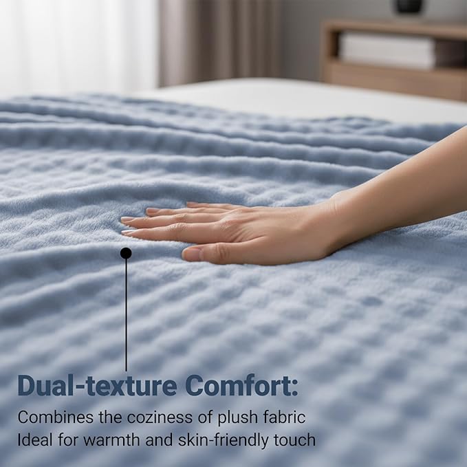 Grounding Blanket Grounding Sheets Queen, Grounding Throw for Improved Sleep, Relieving Pain,Conductive Grounded Mat for Bed with Grounding Wire (Blue, Adult)