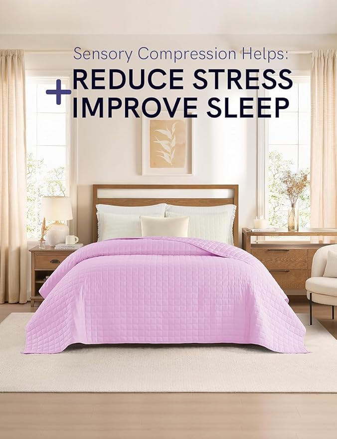YnM Exclusive Weighted Blanket, Soothing Organic Long Stapled Cotton, Smallest Compartments, Bed Blanket for One Person of 140lbs, Ideal for Twin/Full Bed (48x72 Inches, 15 Pounds, Lavender)