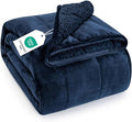 Topblan Sherpa Fleece Weighted Blanket 15lbs, Uniformed Color with Fuzzy Fleece and Shaggy Sherpa to Help with Better Sleep, 60x80 inches, Navy Blue