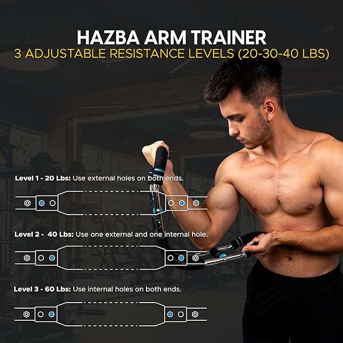 Twister Arm Trainer, Adjustable 3 Resistance Levels (20-60 lbs) Chest Workout Equipment, Portable Chest Trainer for Men & Women, Anti-Slip Handles Arm Workout Equipment, Gorilla Bar
