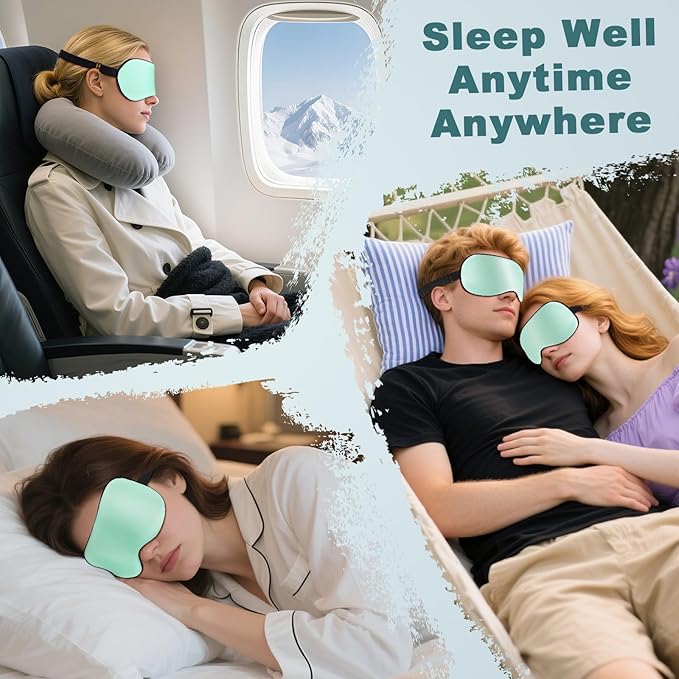Sleep Mask for Side Sleeper Women Men, Eye Mask for Sleeping Light Blocking, 3D Contoured Cup Sleeping Mask, Soft Breathable Sleep Eye Mask with Adjustable Elastic Strap for Travel (Pastel Blue)