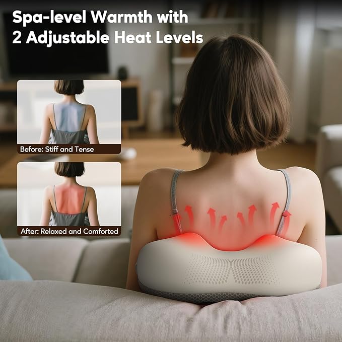 arboleaf Back Massager for Pain Relief Deep Tissue, Bluetooth App Control, Shiatsu Neck Shoulder Massager with Heat, Cordless Portable for Chair Car Office Home