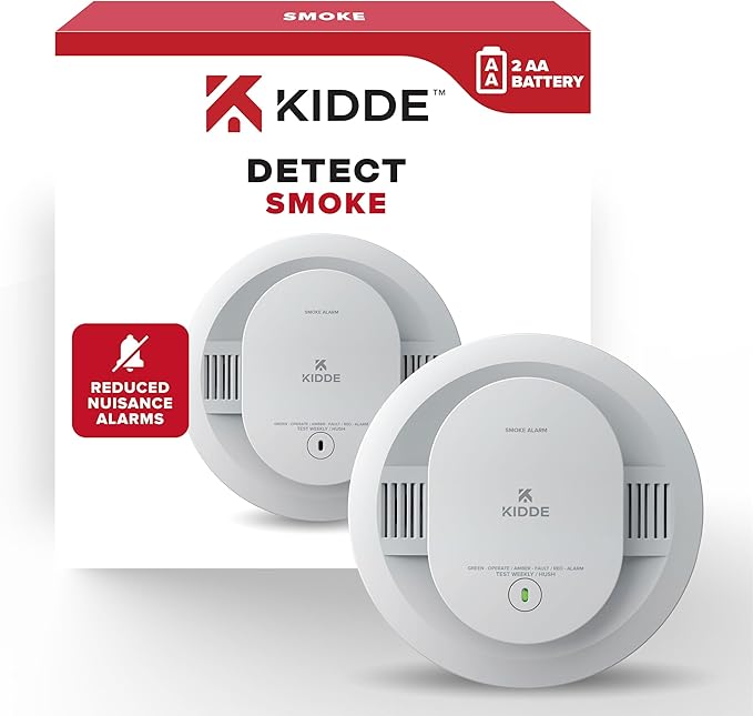 Kidde Smoke Detector, AA Battery Powered LED Status Lights, 85 dB Alarm, 5-inches, 20SDR, 1 Pack