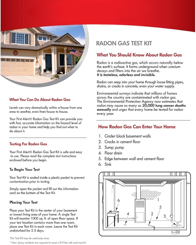 First Alert Radon Gas Test Kit,RD1,(Pack of 6)