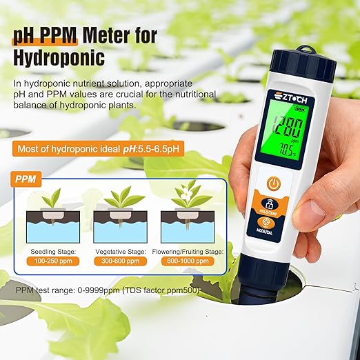 Hydrogen Water Tester pH H2 ORP Meter, Hydroponic pH TDS EC Meter, 6 in 1 pH H2 ORP TDS EC Temp Tester for Drinking Water and Pool, Dissolved Hydrogen Tester for Hydrogen Water Bottle