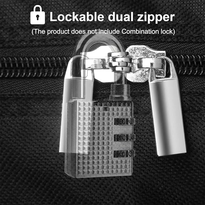 Medicine Pill Bottle Organizer Bag, Large Travel Pill Case Box and Storage, Lockable Vitamins Pill Carrier for Drug, Fish Oil, Medical Supplies (Black)
