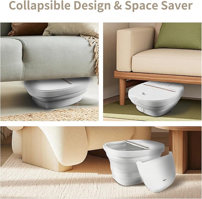 Collapasible Foot Spa Bath Massager with Heat, Pedicure Foot Spa with Bubbles/Timer/Temperature Control, Feet Soak Tub for Home, Office, Relaxation and Stress Relief, Gift for Men and Women