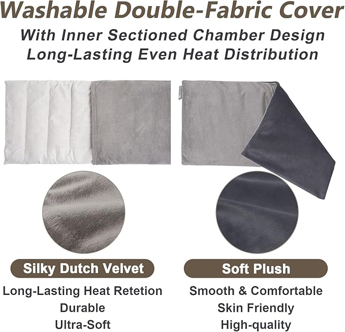 Microwave Heating pad with Washable Cover 6 * 12" Microwavable Heat Pad for Neck Shoulder, Cramps, Back Pain Relief, Warm Compress Bean Bag Moist Heat Pack for Muscles, Joints, 2 Pack