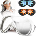 Eye Massager with Heat and Cooling for Migraines – 14 Massage Nodes for Eye Strain Relief, Rechargeable Bluetooth Music, Improve Sleep,Eye Strain Relief, Birthday Gifts for Women and Men(sliver)