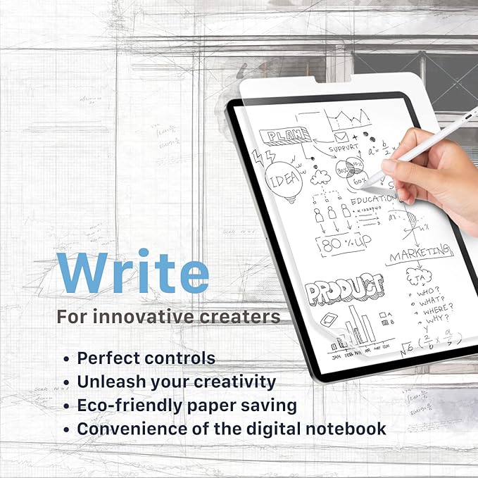 SwitchEasy Like Paper iPad Pro Screen Protector 11" (2018-2021)/ iPad Air 10.9", Designed for Writing & Drawing, Anti-Glare Blue Light Filter, Compatible with Apple Pencil - Like Paper Note (Not Compatible for 2024 iPad Air & Pro)