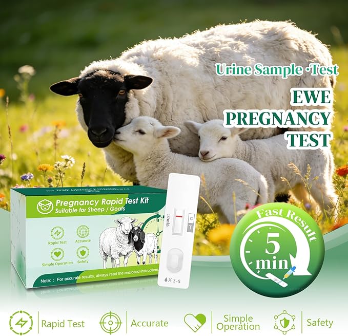 10-Pack Sheep & Goat Pregnancy Test Strips - Fast 5-10 Minute Urine Detection Kit for Early Breeding Confirmation, Accurate Livestock Testing for Home Farms