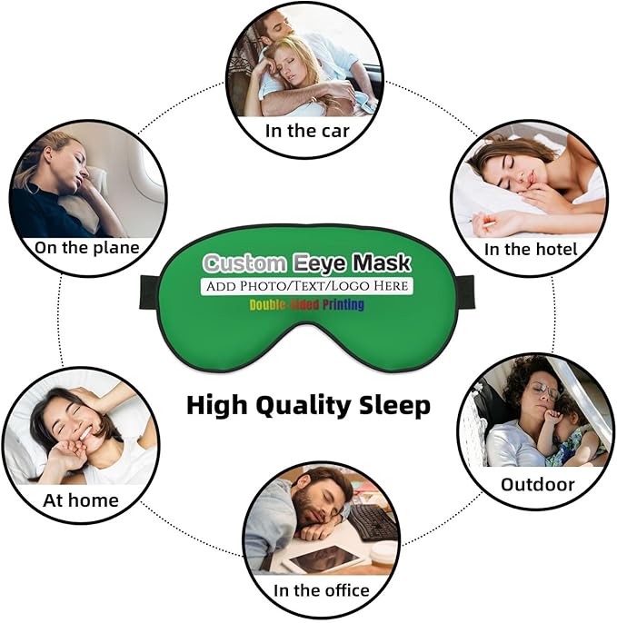 Personalized Eye Mask Add Picture Text Image Logo Custom Travel Sleeping Masks for Home Office Customized Sleep Mask for Men Women Blocks Light Adjustable Strap Irish Green