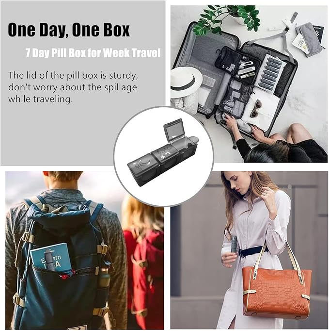 Monthly Pill Organizer 3 Times A Day, One Month Pill Box Organizer Morning-Noon-Night, 31 Day Pill Organizer with 32 Daily Compartments for Fish Oil, Vitamins, Supplements and Medications,Black