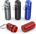 Small Pill Box Keychain, (4 Pack) Portable Keychain Pill Holder Aluminum Alloy Medicine Organizer Mini Metal Pill Case for Purse Waterproof Travel medication Container for Outdoor Camping Travel