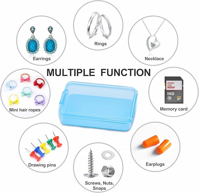 6 PCS Small Pill Box, Tiny Pill Case,Mini Clear Plastic Storage Containers Cute Travel Pill Organizer Case Portable for Pocket Purse Briefcase (Blue)