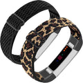 Adjustable Elastic Nylon Bands Compatible with Fitbit Alta and Alta HR Fitness Tracker, 2 Pack Braided Stretchy Wristband Accessory Bracelet Watch Strap Sport Replacement Band for Women Men