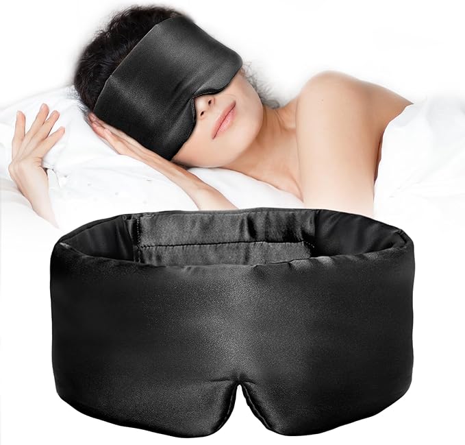Sleep Mask for Side Sleepers, Blackout Eye Mask with Soft & Breathable Fabric, Comfort-Fit Nose Bridge & Adjustable Strap for Women and Men- Black